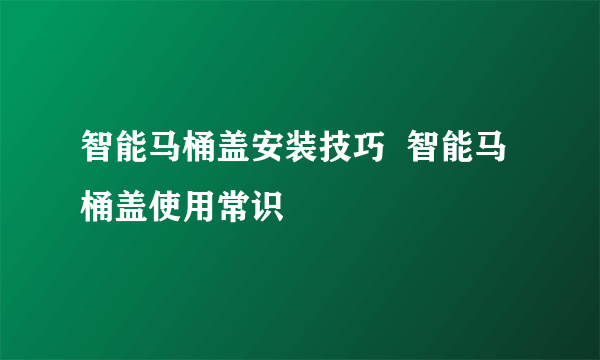 智能马桶盖安装技巧  智能马桶盖使用常识