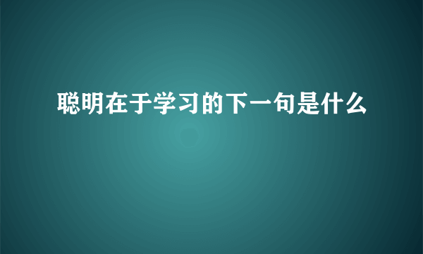 聪明在于学习的下一句是什么