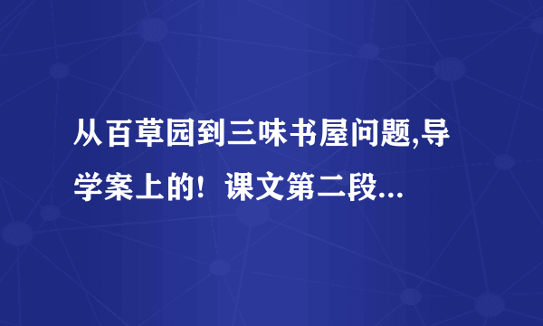 从百草园到三味书屋问题,导学案上的!  课文第二段的景物描写和第七段捕鸟动作的描写很精彩,请你反复的读一读,把你认为好的地方及你的感受写下来