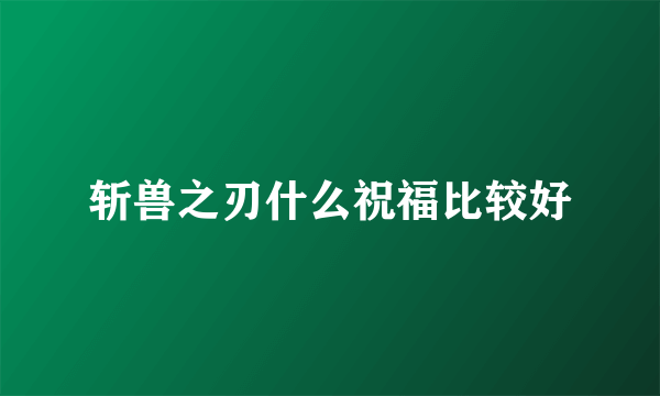 斩兽之刃什么祝福比较好