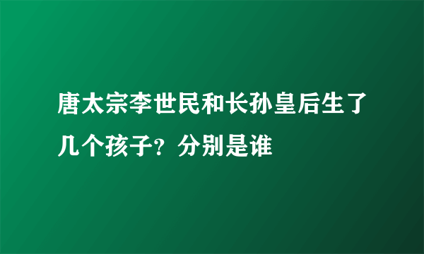 唐太宗李世民和长孙皇后生了几个孩子？分别是谁