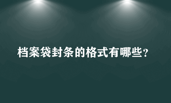 档案袋封条的格式有哪些？