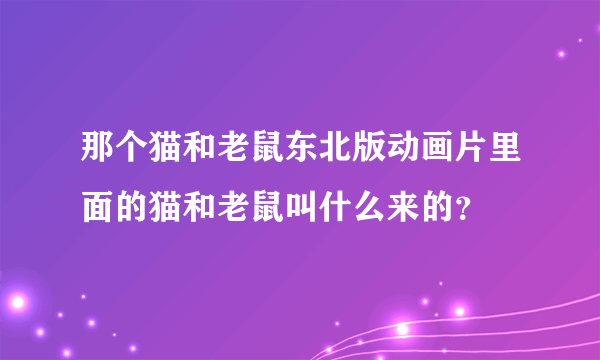 那个猫和老鼠东北版动画片里面的猫和老鼠叫什么来的？