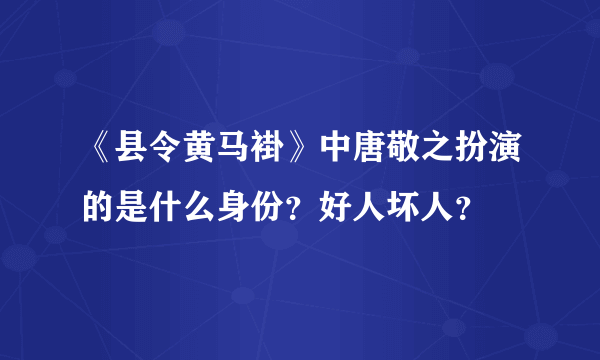 《县令黄马褂》中唐敬之扮演的是什么身份？好人坏人？