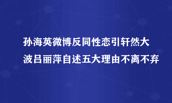 孙海英微博反同性恋引轩然大波吕丽萍自述五大理由不离不弃