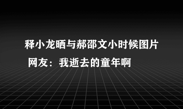 释小龙晒与郝邵文小时候图片 网友：我逝去的童年啊