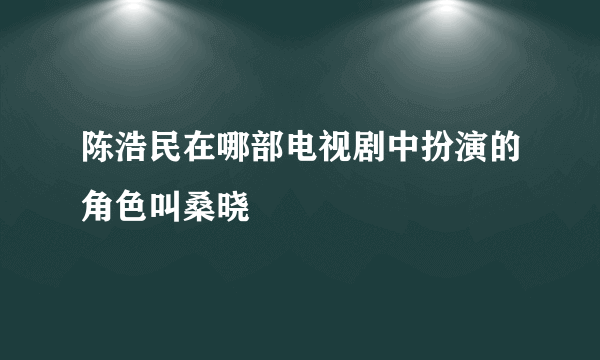 陈浩民在哪部电视剧中扮演的角色叫桑晓