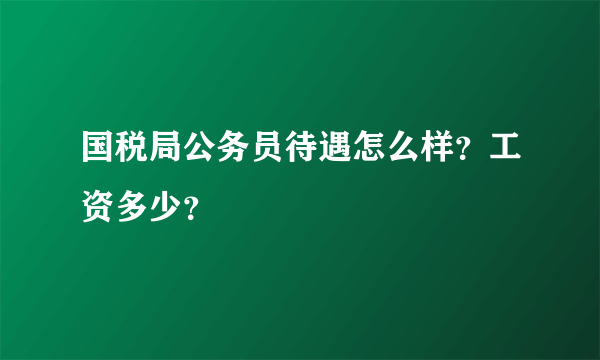 国税局公务员待遇怎么样？工资多少？