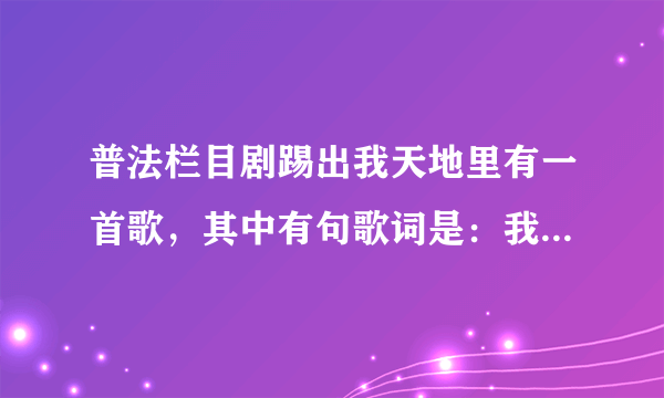 普法栏目剧踢出我天地里有一首歌，其中有句歌词是：我的眼神里，未来很清晰！是什么歌？