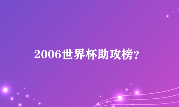 2006世界杯助攻榜？