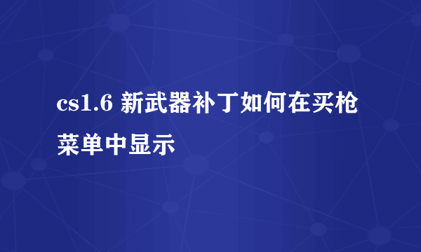 cs1.6 新武器补丁如何在买枪菜单中显示