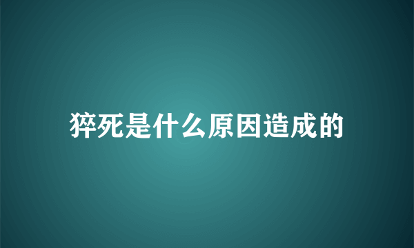 猝死是什么原因造成的