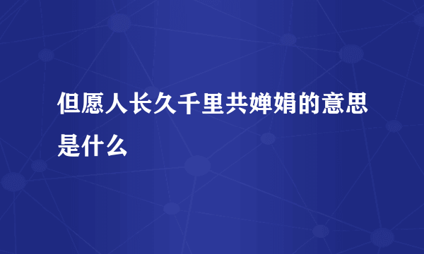 但愿人长久千里共婵娟的意思是什么