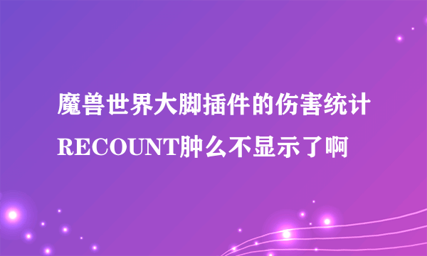 魔兽世界大脚插件的伤害统计RECOUNT肿么不显示了啊