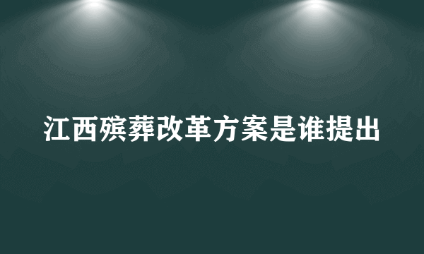 江西殡葬改革方案是谁提出