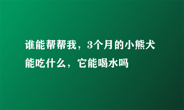 谁能帮帮我，3个月的小熊犬能吃什么，它能喝水吗