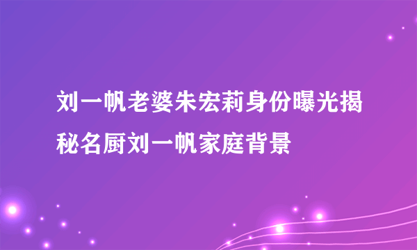 刘一帆老婆朱宏莉身份曝光揭秘名厨刘一帆家庭背景