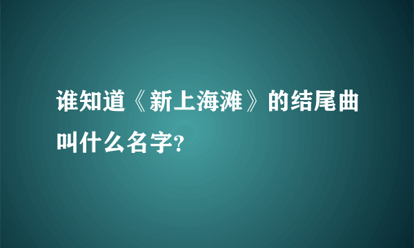 谁知道《新上海滩》的结尾曲叫什么名字？