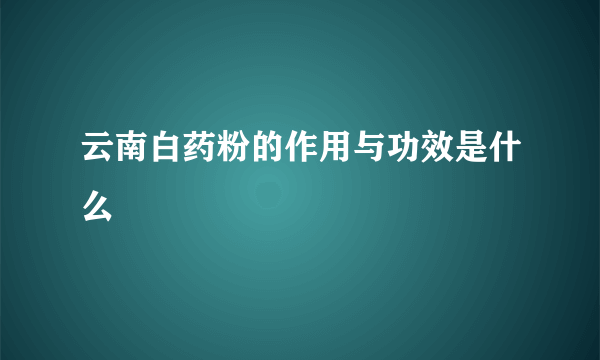 云南白药粉的作用与功效是什么