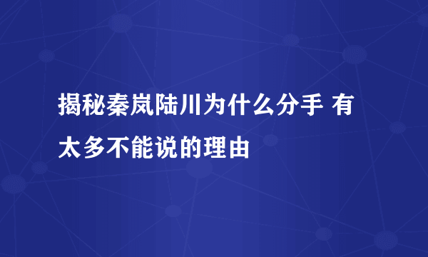 揭秘秦岚陆川为什么分手 有太多不能说的理由