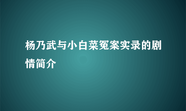 杨乃武与小白菜冤案实录的剧情简介