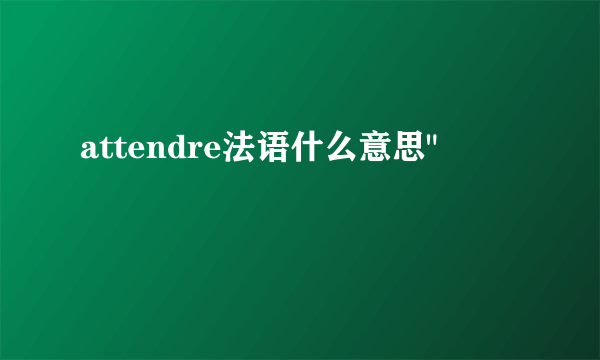 attendre法语什么意思