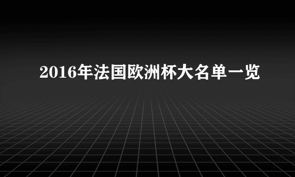 2016年法国欧洲杯大名单一览