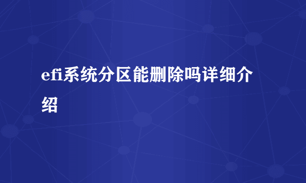 efi系统分区能删除吗详细介绍