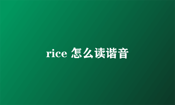 rice 怎么读谐音