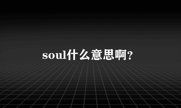 soul什么意思啊？