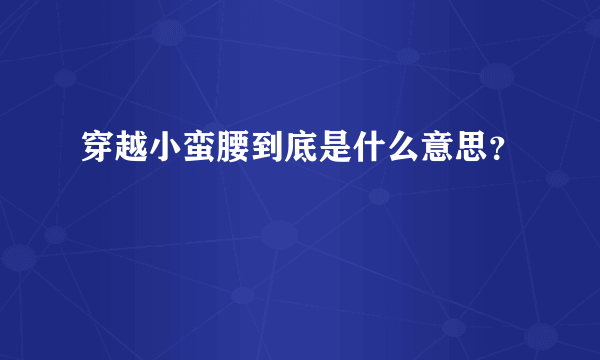 穿越小蛮腰到底是什么意思？