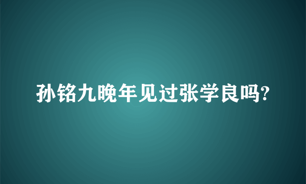 孙铭九晚年见过张学良吗?