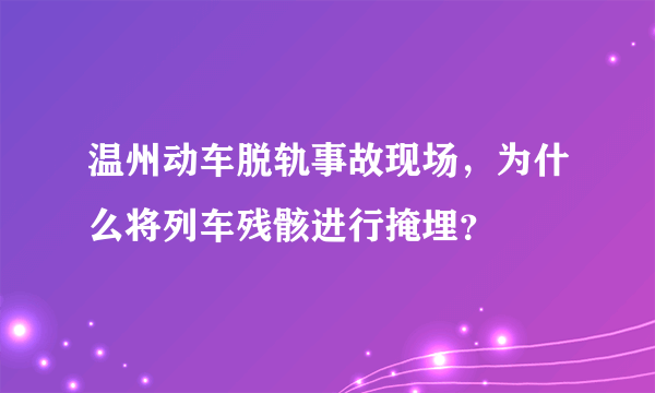 温州动车脱轨事故现场，为什么将列车残骸进行掩埋？