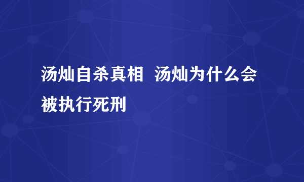 汤灿自杀真相  汤灿为什么会被执行死刑