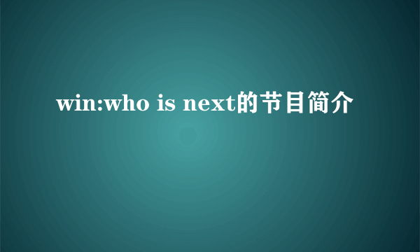 win:who is next的节目简介