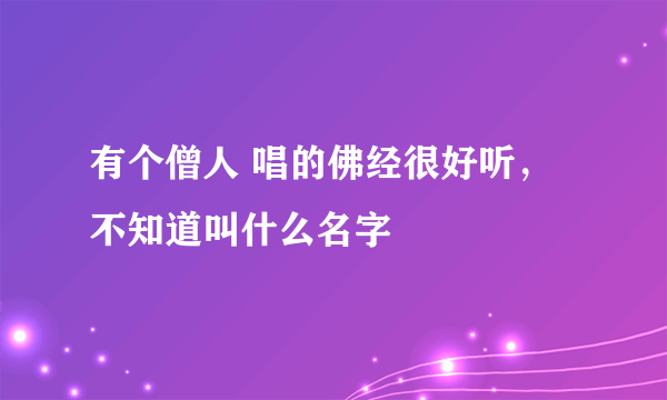 有个僧人 唱的佛经很好听，不知道叫什么名字