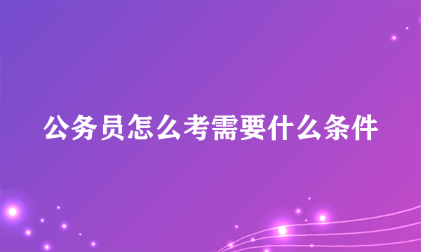 公务员怎么考需要什么条件