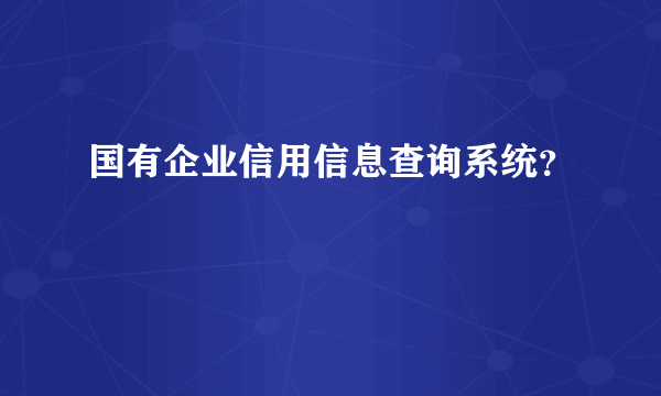 国有企业信用信息查询系统？