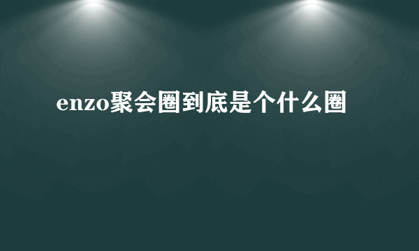 enzo聚会圈到底是个什么圈