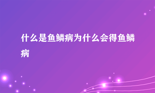 什么是鱼鳞病为什么会得鱼鳞病