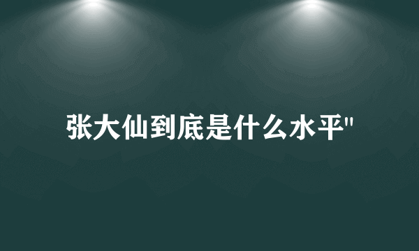 张大仙到底是什么水平