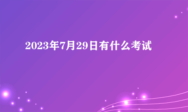 2023年7月29日有什么考试