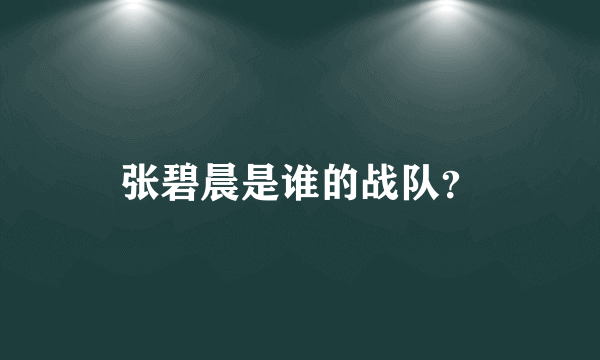 张碧晨是谁的战队？