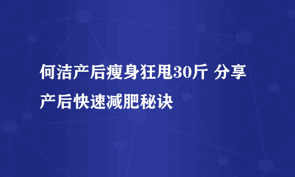 何洁产后瘦身狂甩30斤 分享产后快速减肥秘诀