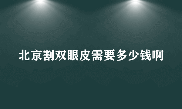 北京割双眼皮需要多少钱啊