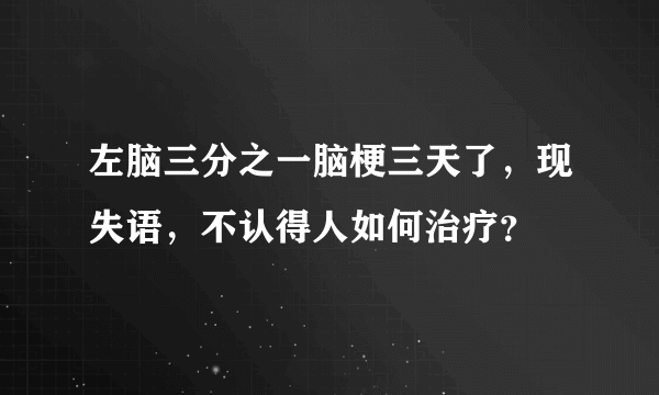 左脑三分之一脑梗三天了，现失语，不认得人如何治疗？