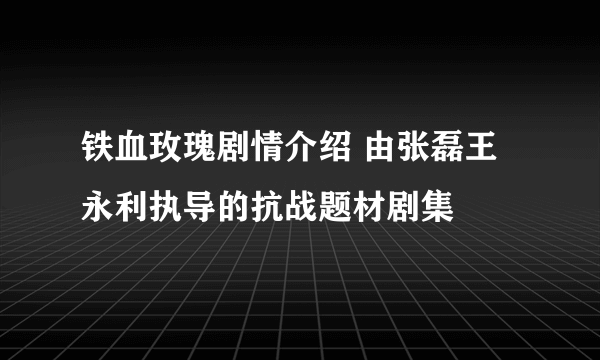 铁血玫瑰剧情介绍 由张磊王永利执导的抗战题材剧集