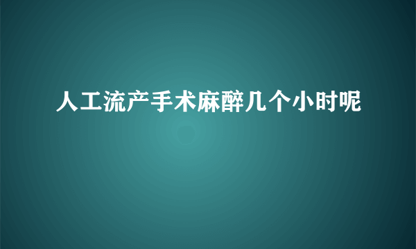 人工流产手术麻醉几个小时呢