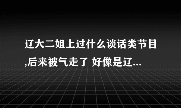 辽大二姐上过什么谈话类节目,后来被气走了 好像是辽宁卫视的 节目叫什么名字???