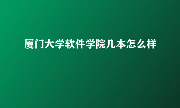 厦门大学软件学院几本怎么样